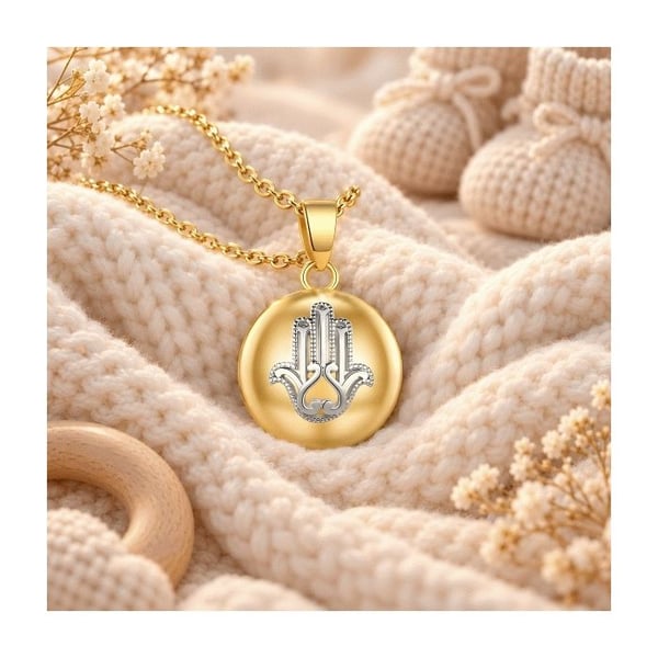 Graviditet Bola halsband med Hand of Fatima guld silver