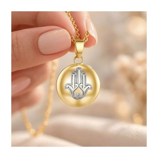 Graviditet Bola halsband med Hand of Fatima guld silver
