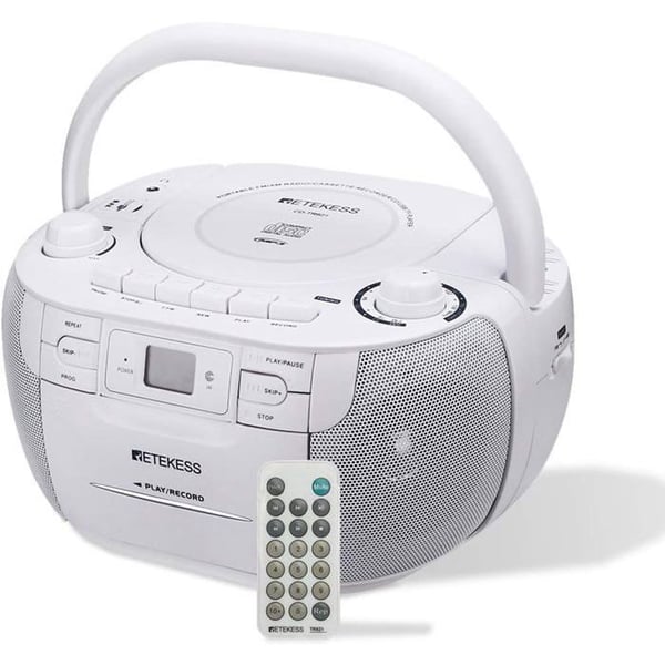 Retekess TR621 Boombox Radio CD, Kassettbandspelare, Inspelning, Stöd för USB TF Hörlurar, Följa Familj Vänner