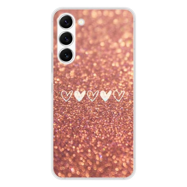 Tryckt silikonfodral som är kompatibelt med Samsung Galaxy S23 Heart glitter