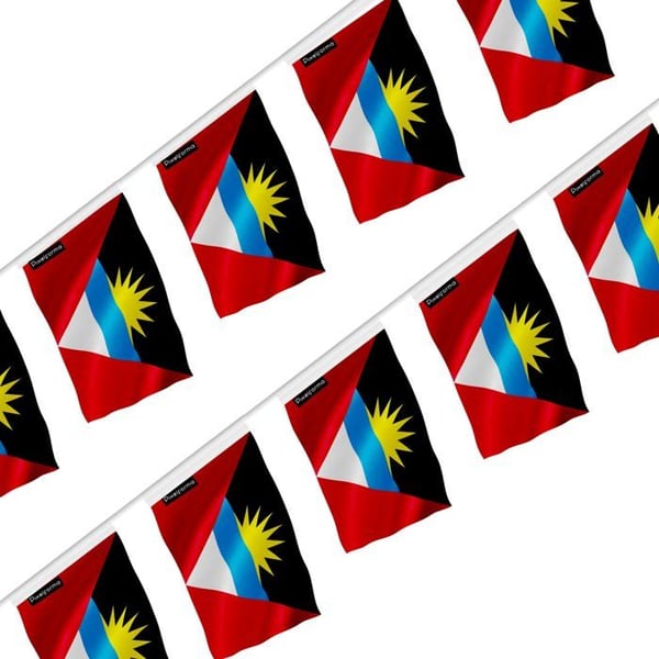 Girlang – Flagga för Antigua och Barbuda – 14 x 21 cm – Polyester – Att hänga – 50 stycken