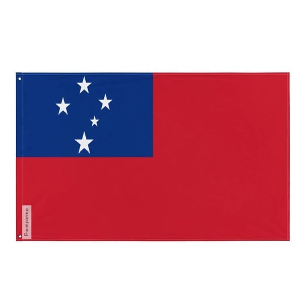 Samoas flagga – 120 x 180 cm – Hållbar polyester – 2 metallöglor – Inomhus / Utomhus – Pixelforma