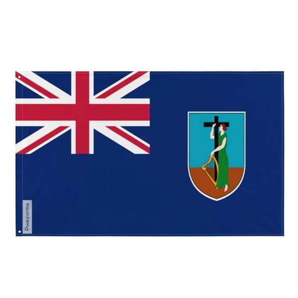 Montserrat flagga – 60 x 90 cm – Hållbar polyester – 2 metallöljett – Inomhus / Utomhus – Pixelforma