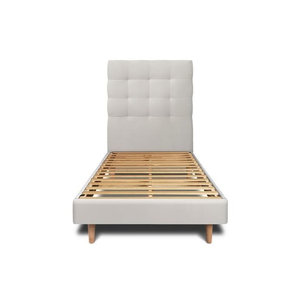 Lit - SOMMEIL DE PLOMB - 90x190cm - Massivt trä - Klädd sänggavel i sammet - Sängbotten kit H29cm