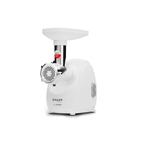 Köttkvarn - SMAPP - Köttkvarn Vit - 2000 W - 3 disk av rostfritt stål - Korvtillbehör