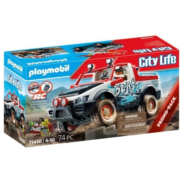 PLAYMOBIL 71430 Rallybil, City Life, Med karaktär och terrängfordon, 74 delar, Från 4 år