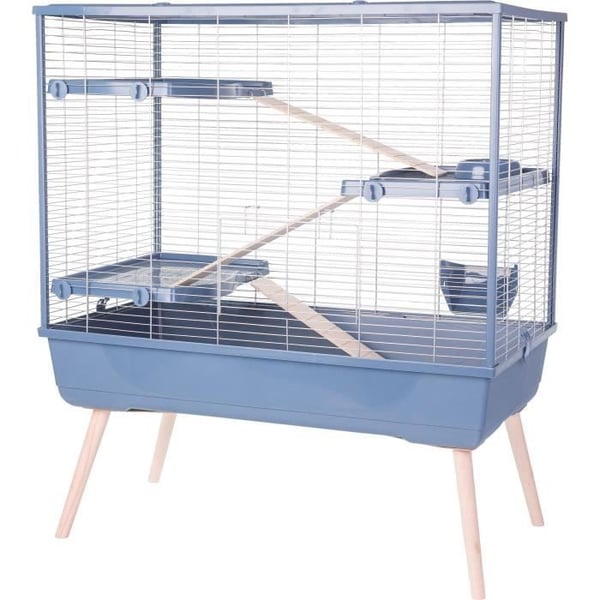 ZOLUX Upphöjd gnagarbur Néolife - 3 våningar för kanin - 99 x 54 x 114 cm - Blå