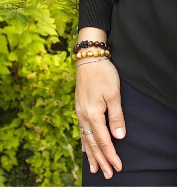 Armband - BENETO - MINK114 - Tigeröga pärlor - Längd 19 cm - Kvinna