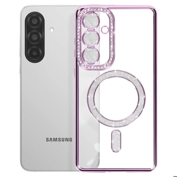 Coque - Samsung - Galaxy A56 - Lila - Strass - MagSafe - Resistenta