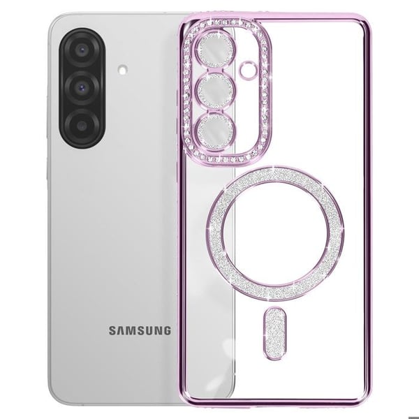 Coque - Samsung - Galaxy A56 - Lila - Strass - MagSafe - Resistenta