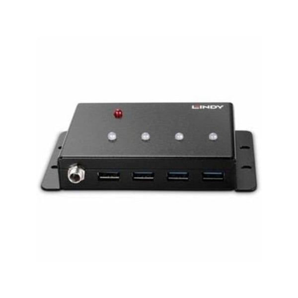 USB 3.0 Hub - LINDY - 443492 - 4 portar - Metallisk - Kompatibel med USB 3.0