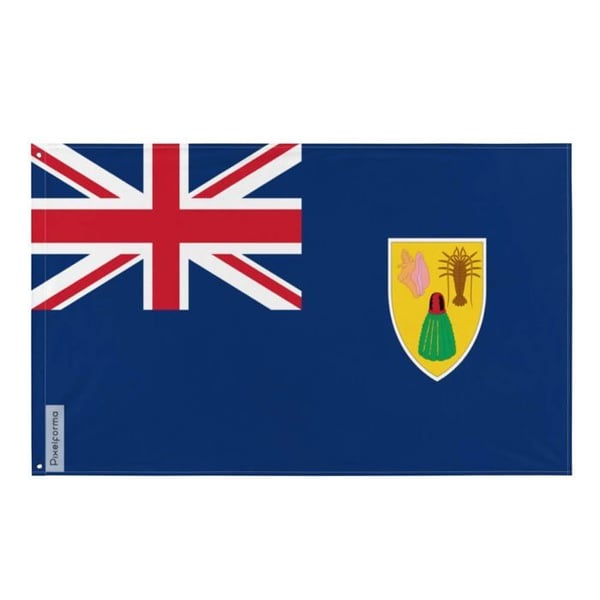 Turks- och Caicosöarnas flagga – 64 x 96 cm – Polyester – Metallöglor – Motståndskraftig