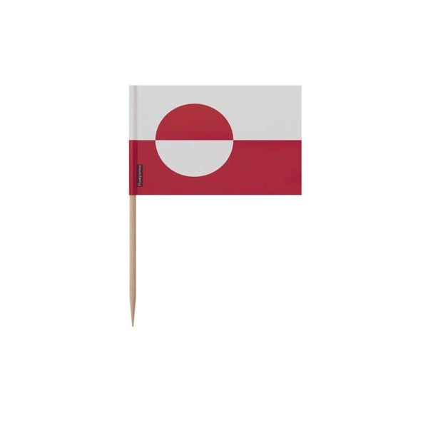 Tandpetare Grönlandsflagga - 12 cm - 100 stycken - Självhäftande plast - Bambu pinne - Pixelforma