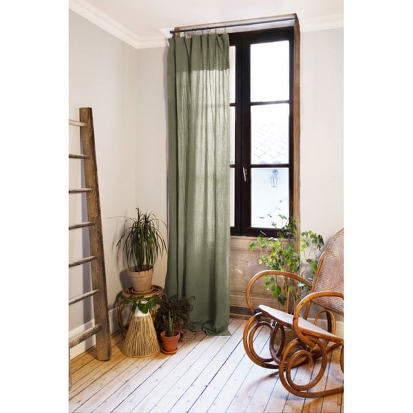 Set med 2 justerbara gardiner + 8 klämringar "Gaïa" 140 x 300 cm "Cotton Gaze" - Gaïa Romarin
