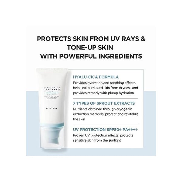 Solcreme - SKIN1004 - Madagascar Centella Hyalu-Cica - SPF 50+ - Vandafvisende - 50 ml