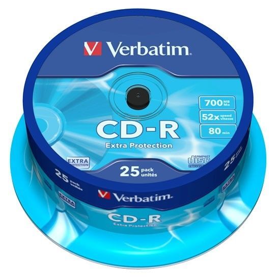 VERBATIM CD-R 700 MB 52x (25) - 25 CDR spindel med extra skydd VERBATIM CD-R 700 MB 52x (25) - 25 CDR spindel med extra skydd