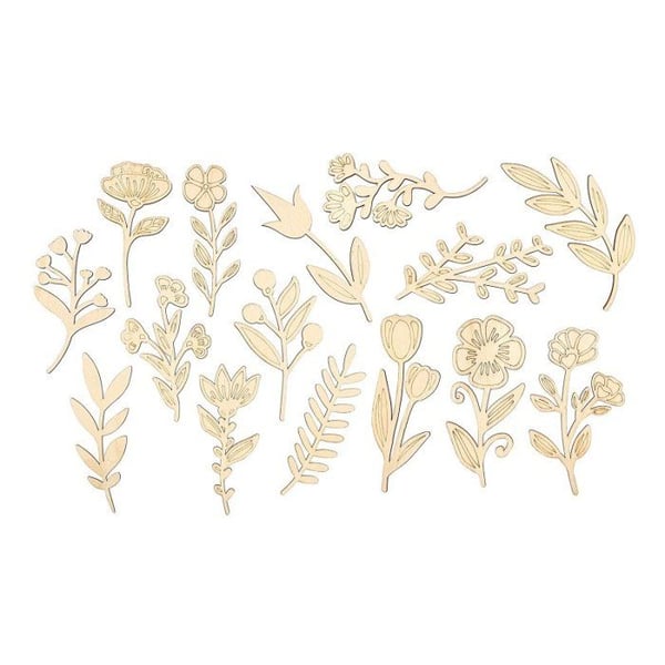 Trädekorationer - MÉGACRÉA DIY - Blommiga silhuetter - 15 stycken - H 13 cm - Blandat