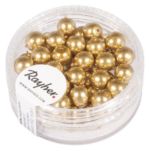 Renässans Glaspärlor, 6mm ø, guld, låda 45 stycken