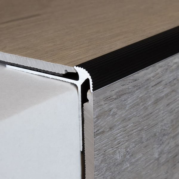 PROVISTON Profil för trappnoskåp L-formad i aluminium 5 x 30 x 40 x 1000 mm Silver