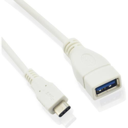 USB-kabel - MICRO CONNECT - USB3.1CAF02W - 0,2 m - USB C till USB A - Vit