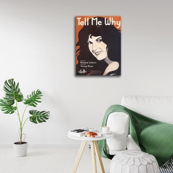 Legendarte - Tell Me Why Vintage Music Cover - Målning, Canvastryck cm. 50x70