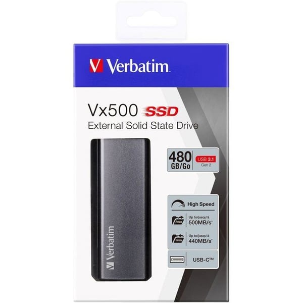 Extern SSD - VERBATIM - VX500 - 480 Go - Grå