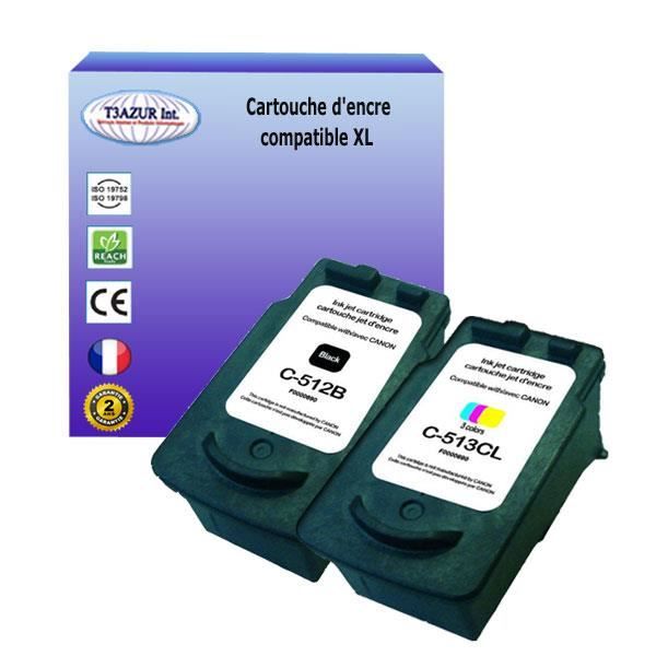 2x Kompatibla patroner för Canon Pixma MX360 MX410 MX411 MX420 ersätter Canon PG-512, CL-513 (Svart+Färg) - T3AZUR