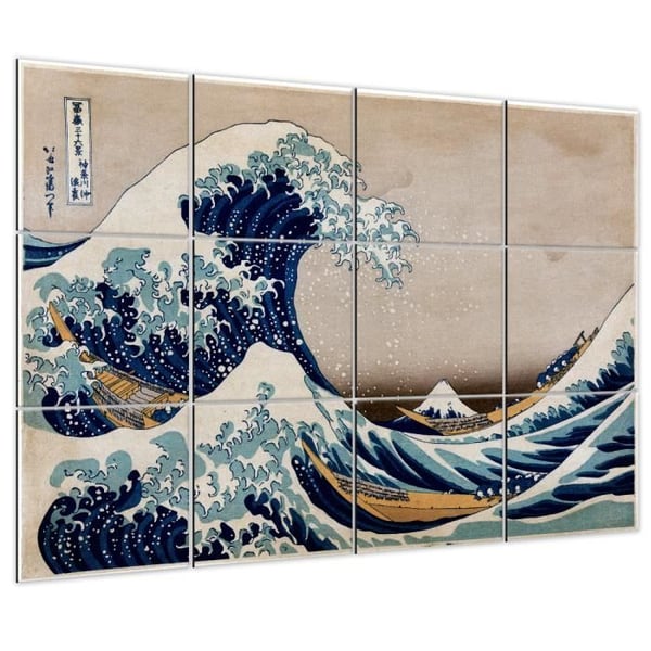 Legendarte - Multi Panel Painting The Great Wave Off Kanagawa - Katsushika Hokusai cm. 150x200 (12 paneler)