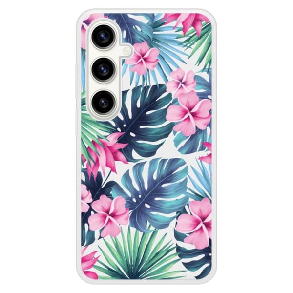 Siliconeförstärkt skal med tryck, kompatibelt med Samsung Galaxy S23 FE Tropical Aquarelle