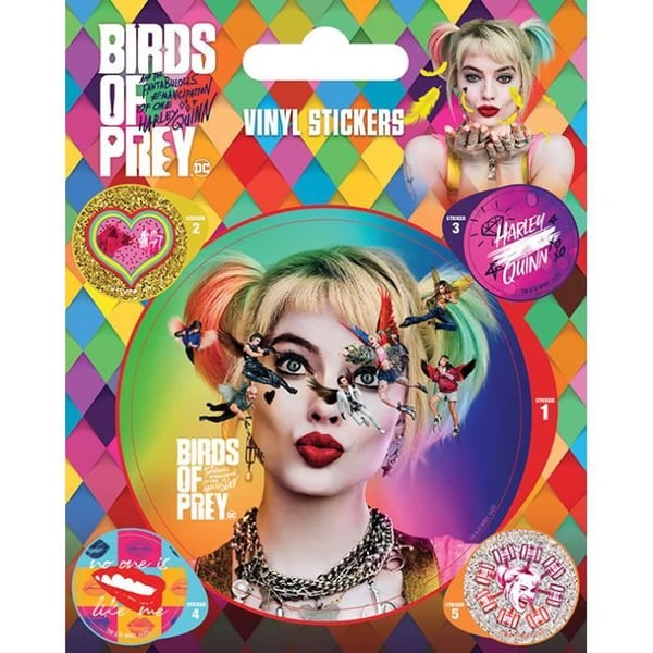 Paket med 5 Harley Quinn Birds Of Prey-klistermärken i flera färger