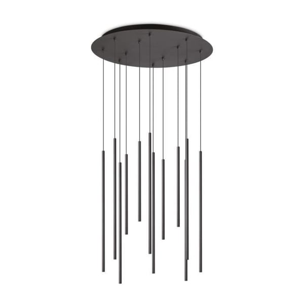 Dekorativ taklampa - Ideal Lux - FILO - 12 klasar av droppar - Svart - 3000K - Inbyggd LED