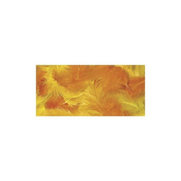 Mix av fjädrar, gul / orange, 3 - 10 cm, 10 g