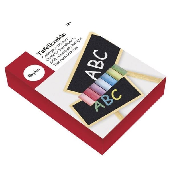 Tavelskritpennor, assorterade, 80x9,5 mm, förpackning 12 st