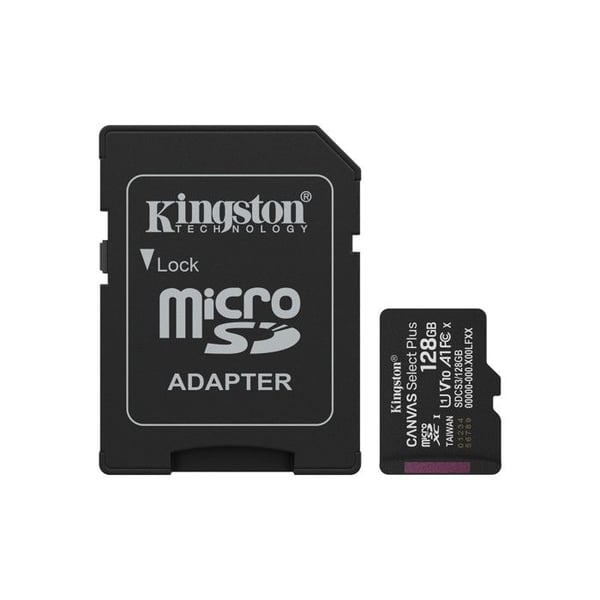 Kingston Canvas Select Plus 128GB microSDXC A1 UHS-I 150MB/s med SD-adapter Svart