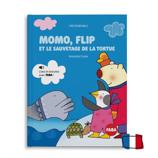 FABA Bok med Ljudbok Momo, Flip och sköldpaddans räddning