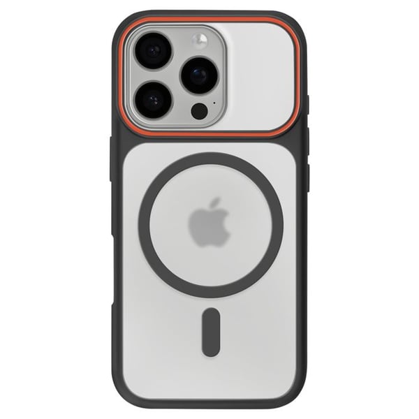 Skal för Apple iPhone 16 Pro Max Kompatibel med MagSafe Rökfärgad Baksida med Förstärkt Svart Silikonram