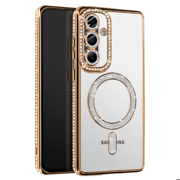 Coque - Samsung - Galaxy A56 - Guldstrass - Hållbar - Kompatibel med MagSafe