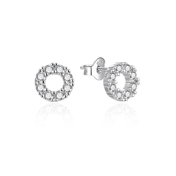 Silver earrings with clear cubic zirconia Circle AGT-E178PW