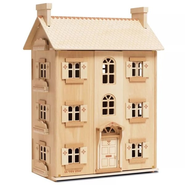 Dockhus - LE TOY VAN - PETIT JOUR - 4 våningar - Öppningsbara dörrar och fönster - Naturligt FSC-trä