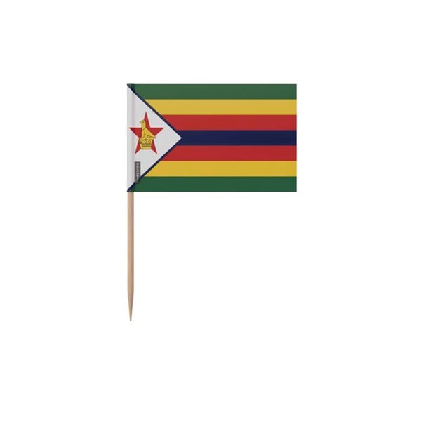 Tandpetare Zimbabwes flagga - 6,5 cm - 100 stycken - Plastisk klister - Bambuspett - Pixelforma