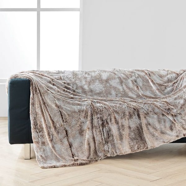 Plaid 180 x 220 cm imitationpäls antarktisk Choco