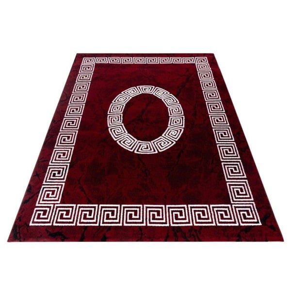 Matta - Modern Design - Ornamental Kant Marmor - Svart Röd Vit - 120x170 cm - Polypropen