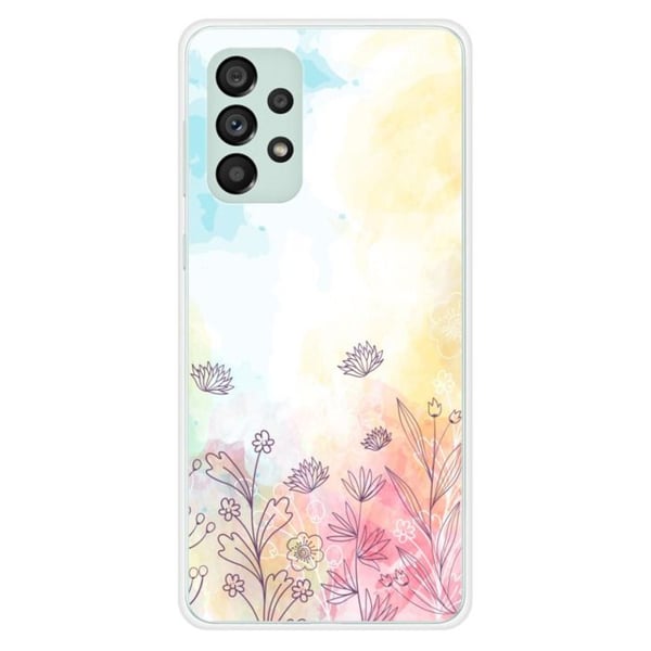 Tryckt silikonfodral som är kompatibelt med Samsung Galaxy A73 5G akvarellblommor