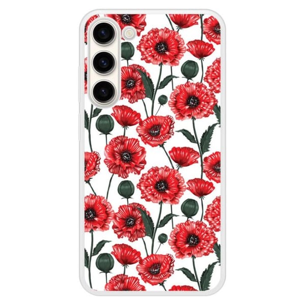 Silkonförstärkt skal med tryck kompatibelt med Samsung Galaxy S23 Plus Poppy-blommor
