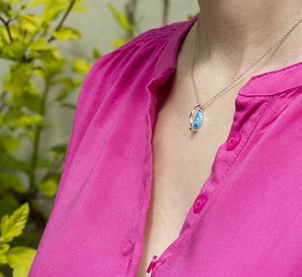 Halsband - BENETO - AGS1324/47 - Stål - Syntetisk opal - 47 cm