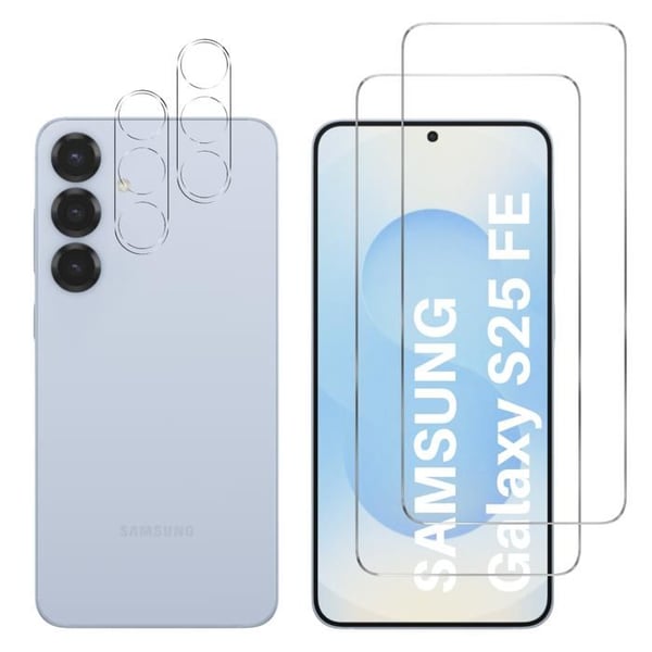 Härdat glas för Samsung Galaxy S25 FE och kameraschutz [Pack 2] Filmglas skydd Phonillico®