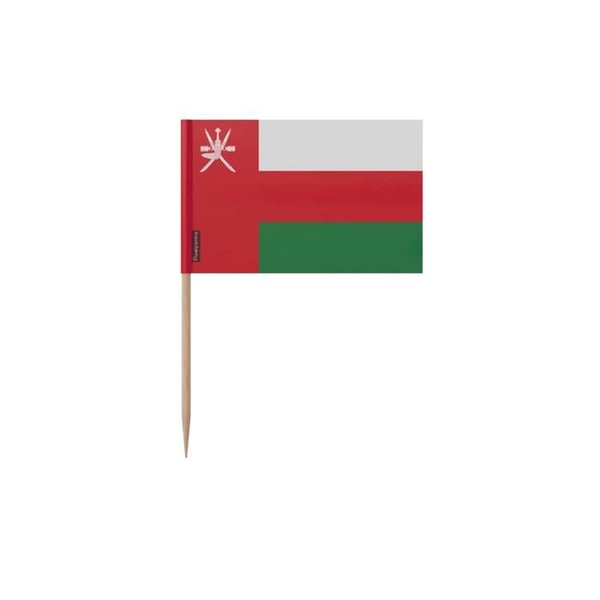 Tandpetare Omanflagga - 12 cm - 100 stycken - Klisterplast - Bambustick - Pixelforma