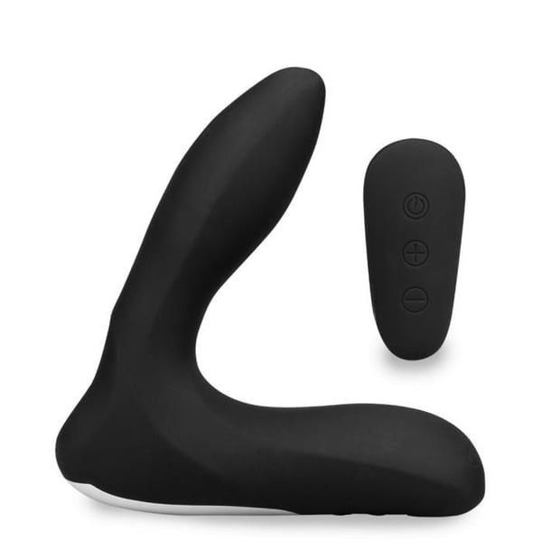 Analvibrator, vibrerande och uppblåsbar prostatastimulator - svart