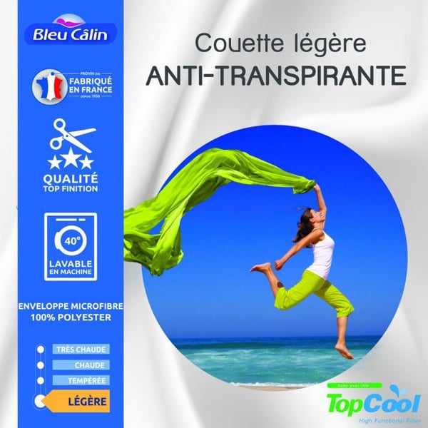 Lätt antiperspiranttäcke 200 gr/m² 140 x 200 cm för enkelsäng 90 x 190 cm
