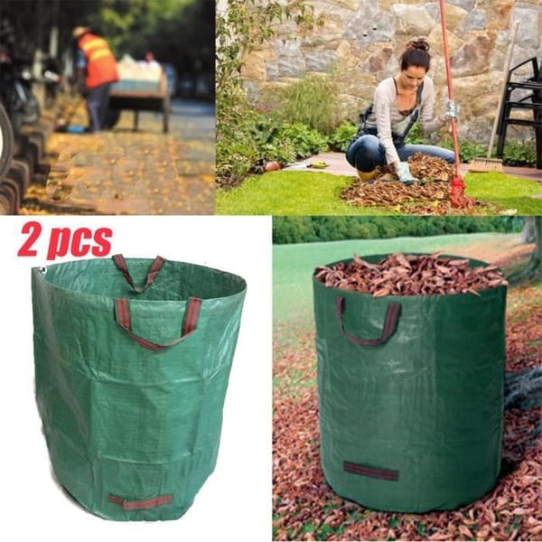 Trädgårdsavfallspåsar - 2st - Kapacitet 270L - Extrastark polypropylen - 50kg max